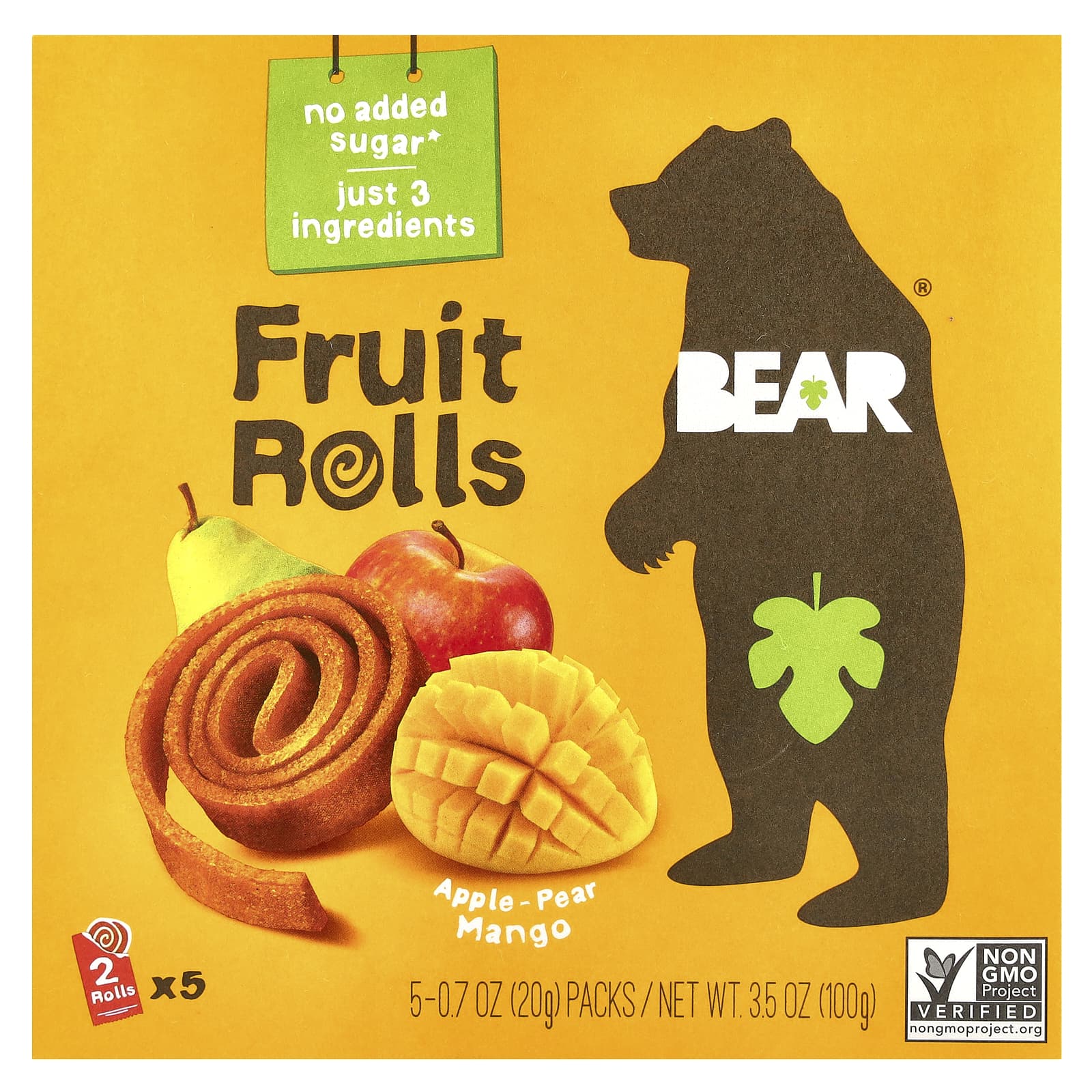 Mango Fruit Rolls by Bear - Healthy, Vegan Snacks (5 Packs) - Image 1