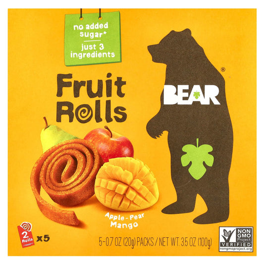 Mango Fruit Rolls by Bear - Healthy, Vegan Snacks (5 Packs) - Image 1