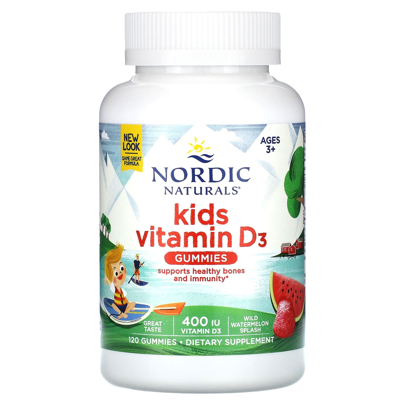 Nordic Naturals, Kids Vitamin D3 Gummies, Ages 3+, Wild Watermelon Splash, 400 IU, 120 Gummies - Image 1