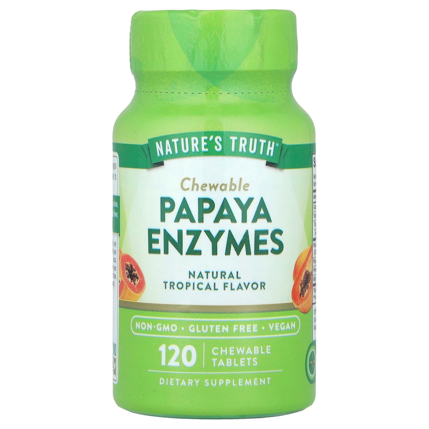 Nature's Truth, Chewable Papaya Enzymes, Natural Tropical, 120 Chewable Tablets - Image 1