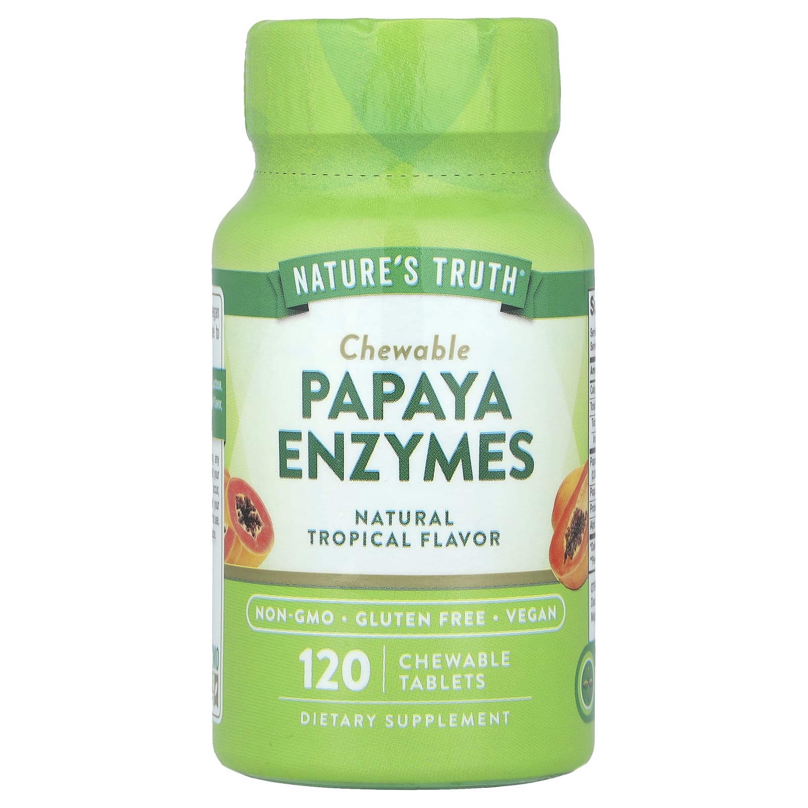Nature's Truth, Chewable Papaya Enzymes, Natural Tropical, 120 Chewable Tablets - Image 1