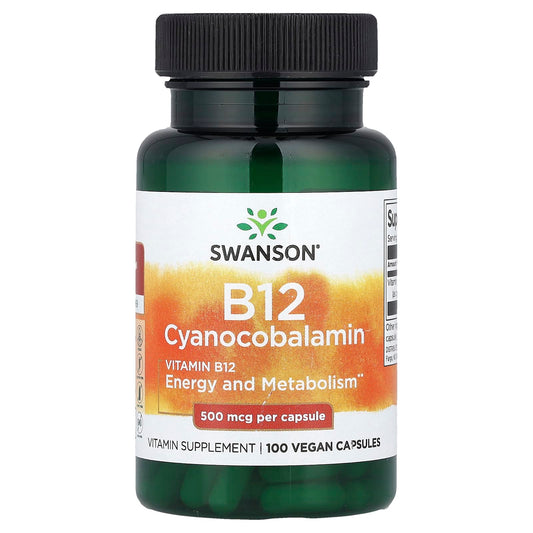 Swanson, Vitamin B12, 500 mcg, 100 Vegan Capsules - Image 1