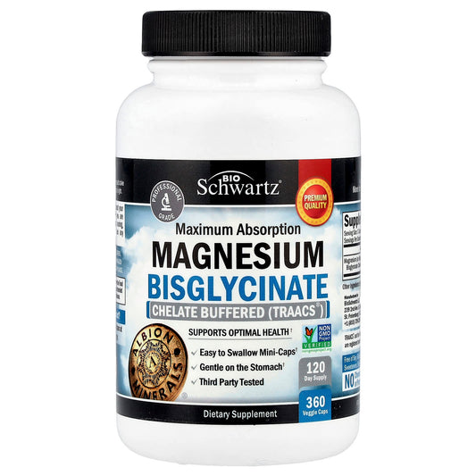 BioSchwartz Magnesium Bisglycinate for Maximum Absorption - 360 Veggie Caps - Image 1