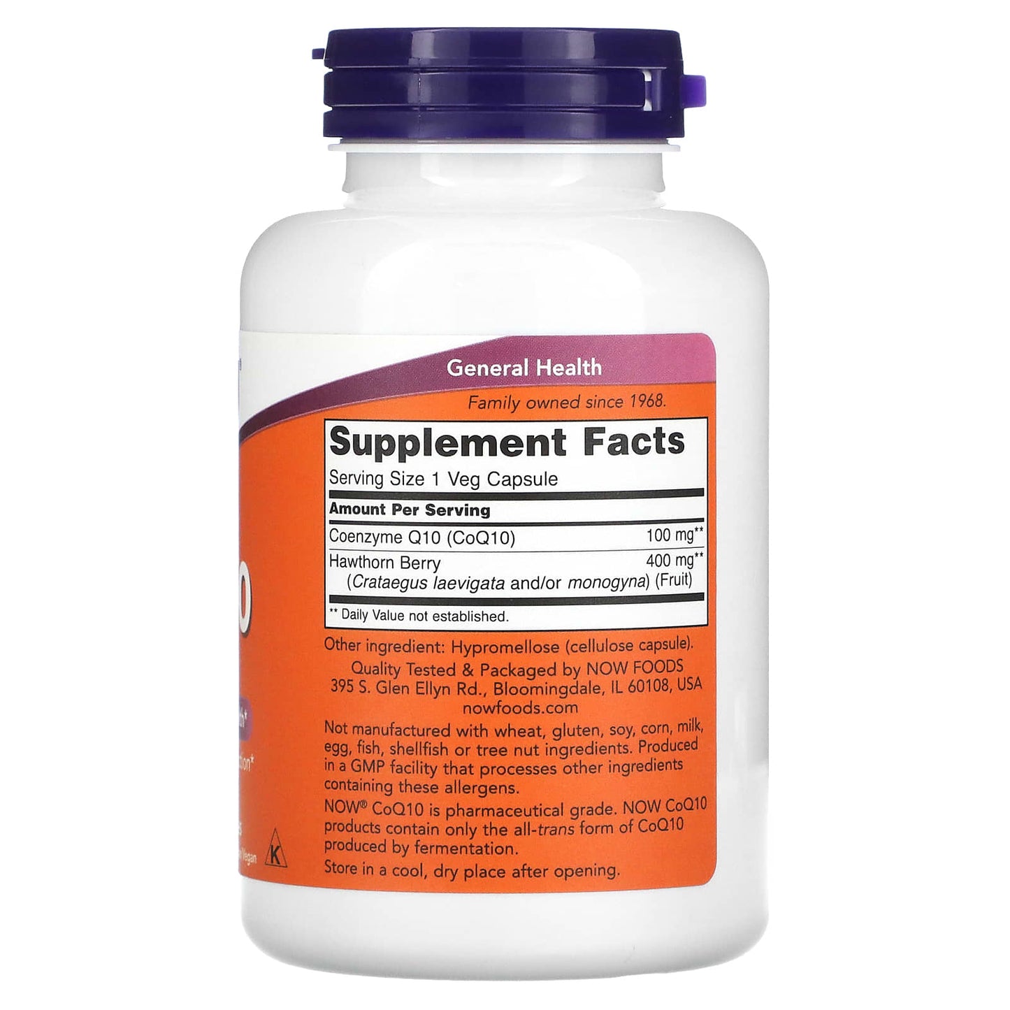 NOW Foods, CoQ10 With Hawthorn Berry, 100 mg, 180 Veg Capsules - Image 2