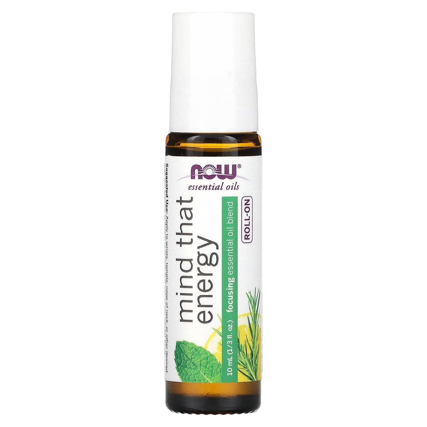 NOW Foods, Essential Oils, Mind That Energy Roll-On, 1/3 fl oz (10 ml) - Image 1