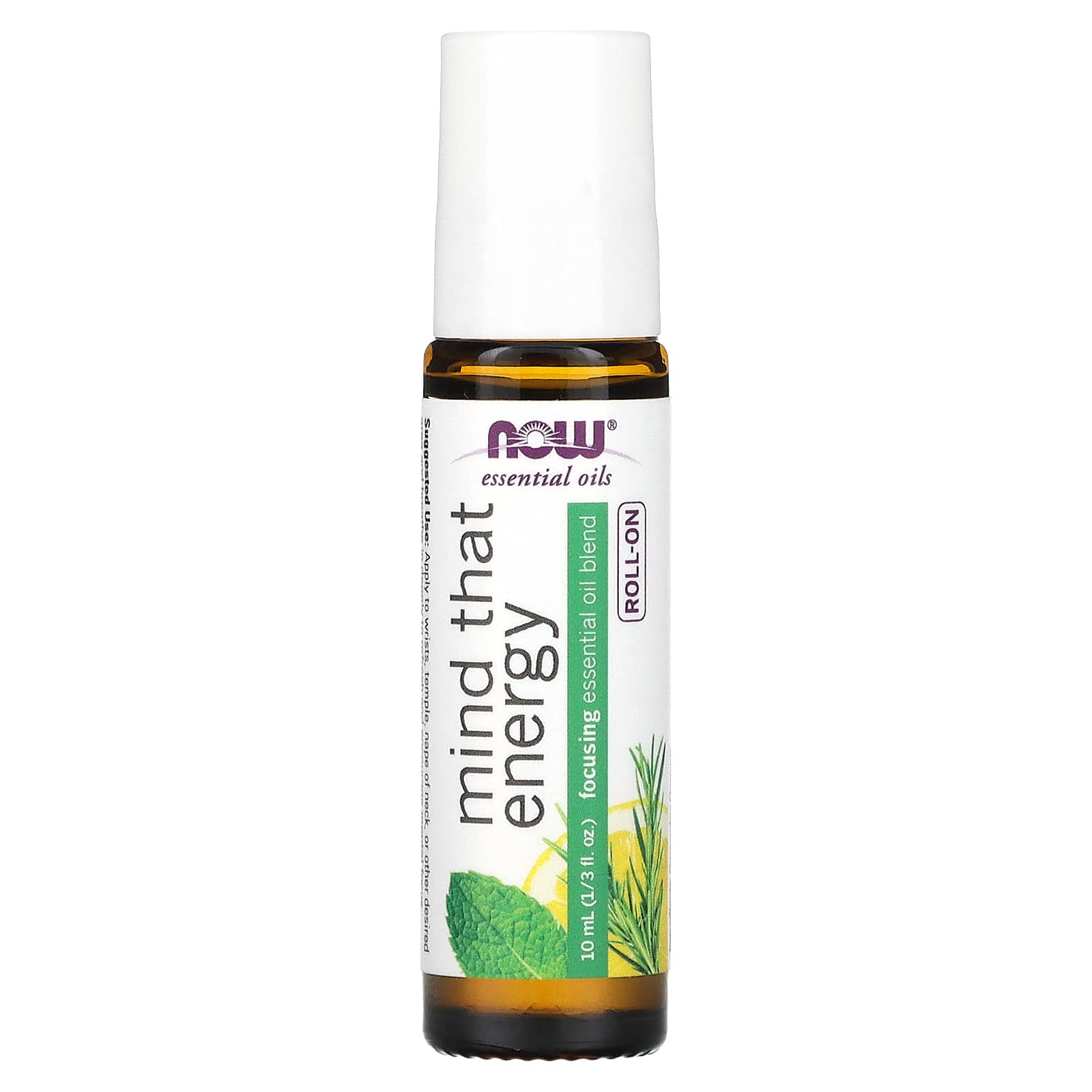 NOW Foods, Essential Oils, Mind That Energy Roll-On, 1/3 fl oz (10 ml) - Image 1