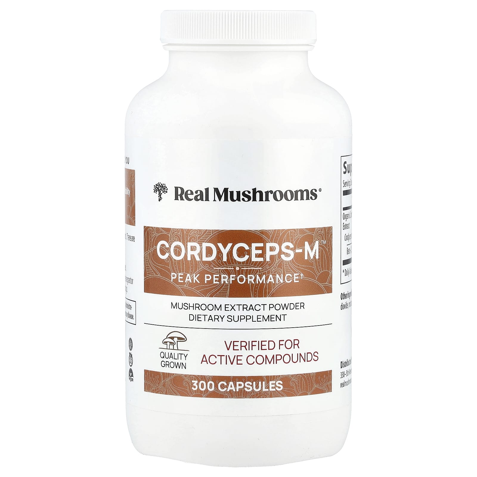 Real Mushrooms, Cordyceps-M™, Mushroom Extract Powder, 300 Capsules - Image 1
