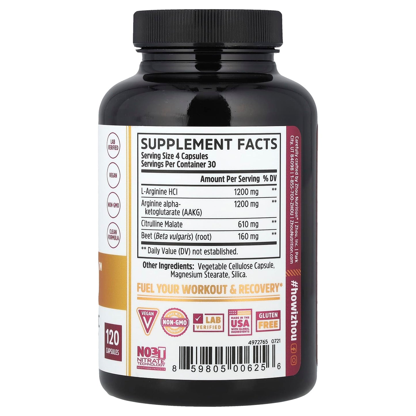 Zhou Nutrition, N.O. Pro™, Premium Nitric Oxide Boost, 120 Capsules - Image 2