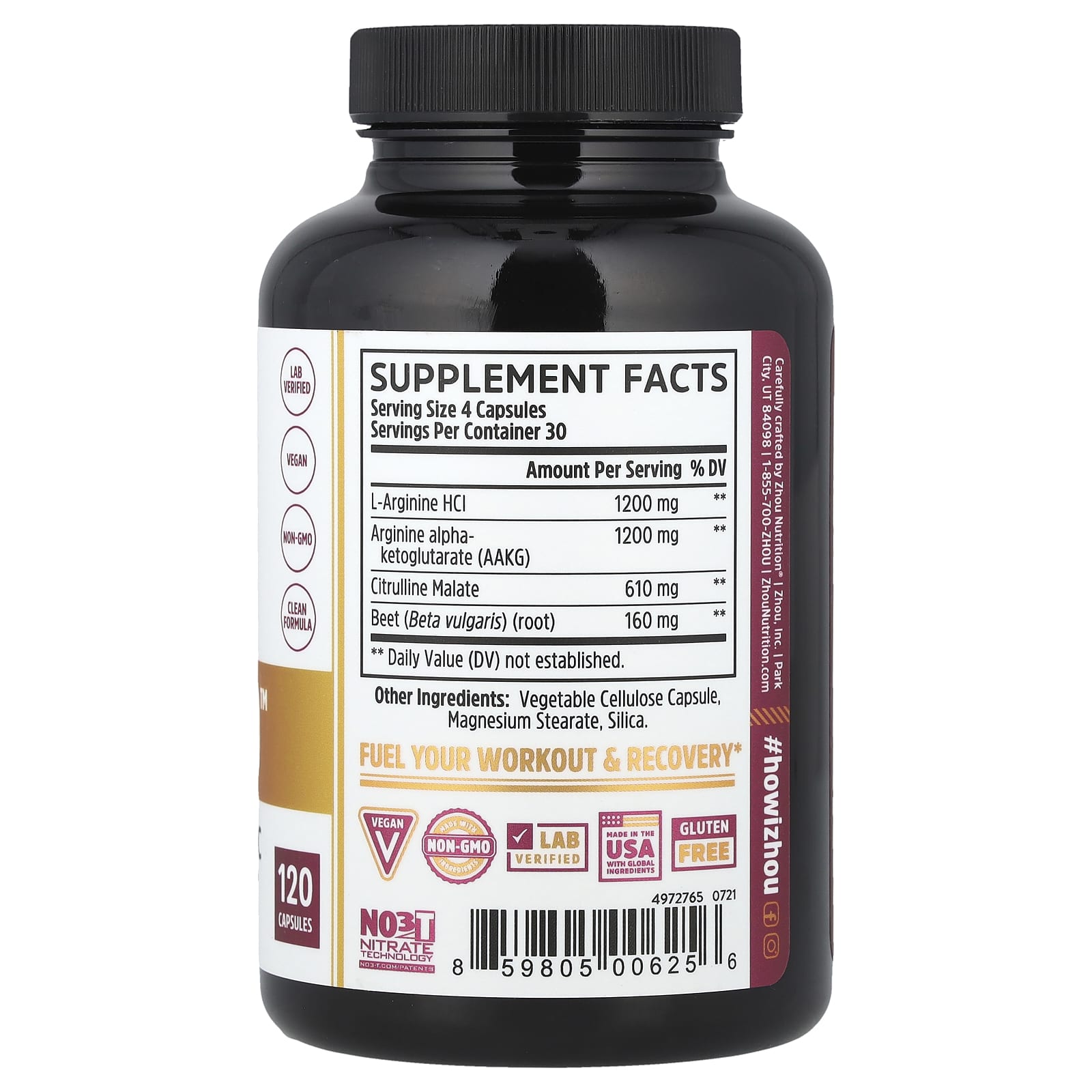 Zhou Nutrition, N.O. Pro™, Premium Nitric Oxide Boost, 120 Capsules - Image 2