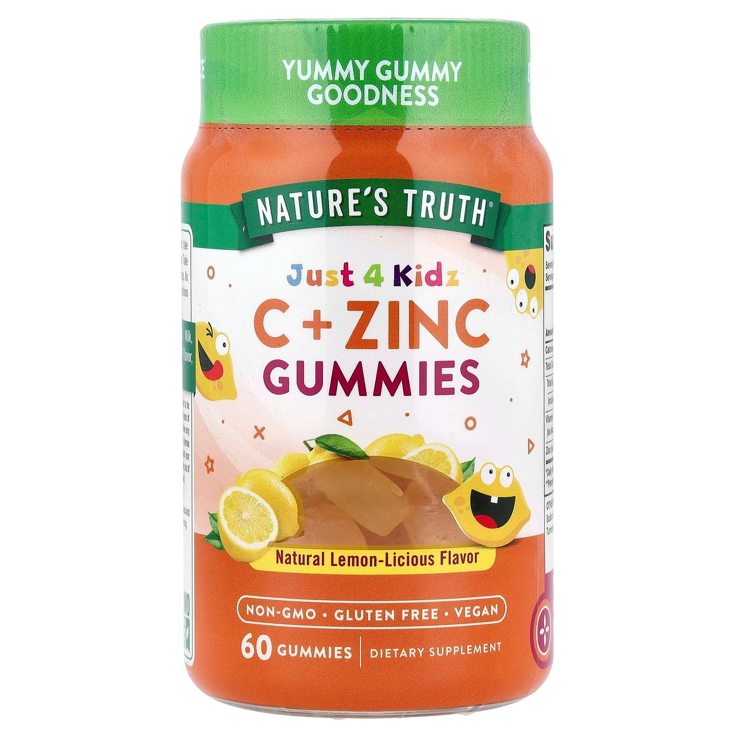 Nature's Truth, Just 4 Kids, Vitamin C + Zinc Gummies, Natural Lemon-Licious, 60 Gummies - Image 1