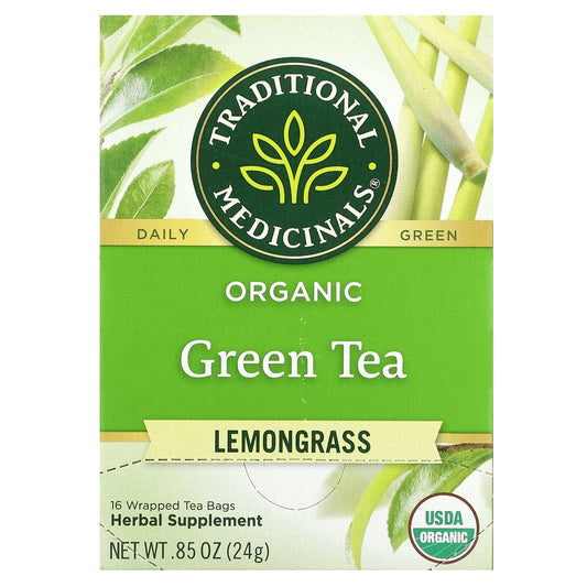 Traditional Medicinals, Organic Green Tea, Lemongrass, 16 Wrapped Tea Bags, 0.85 oz (24 g) - Image 1