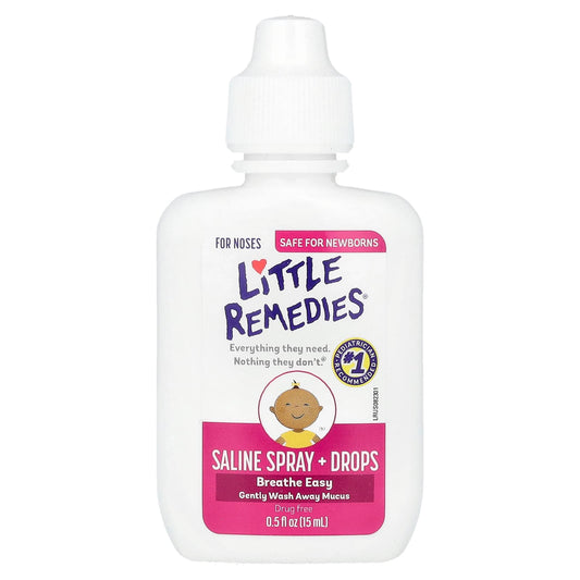 Little Remedies, Saline Spray + Drops, For Noses, 0.5 fl oz (15 ml) - Image 1