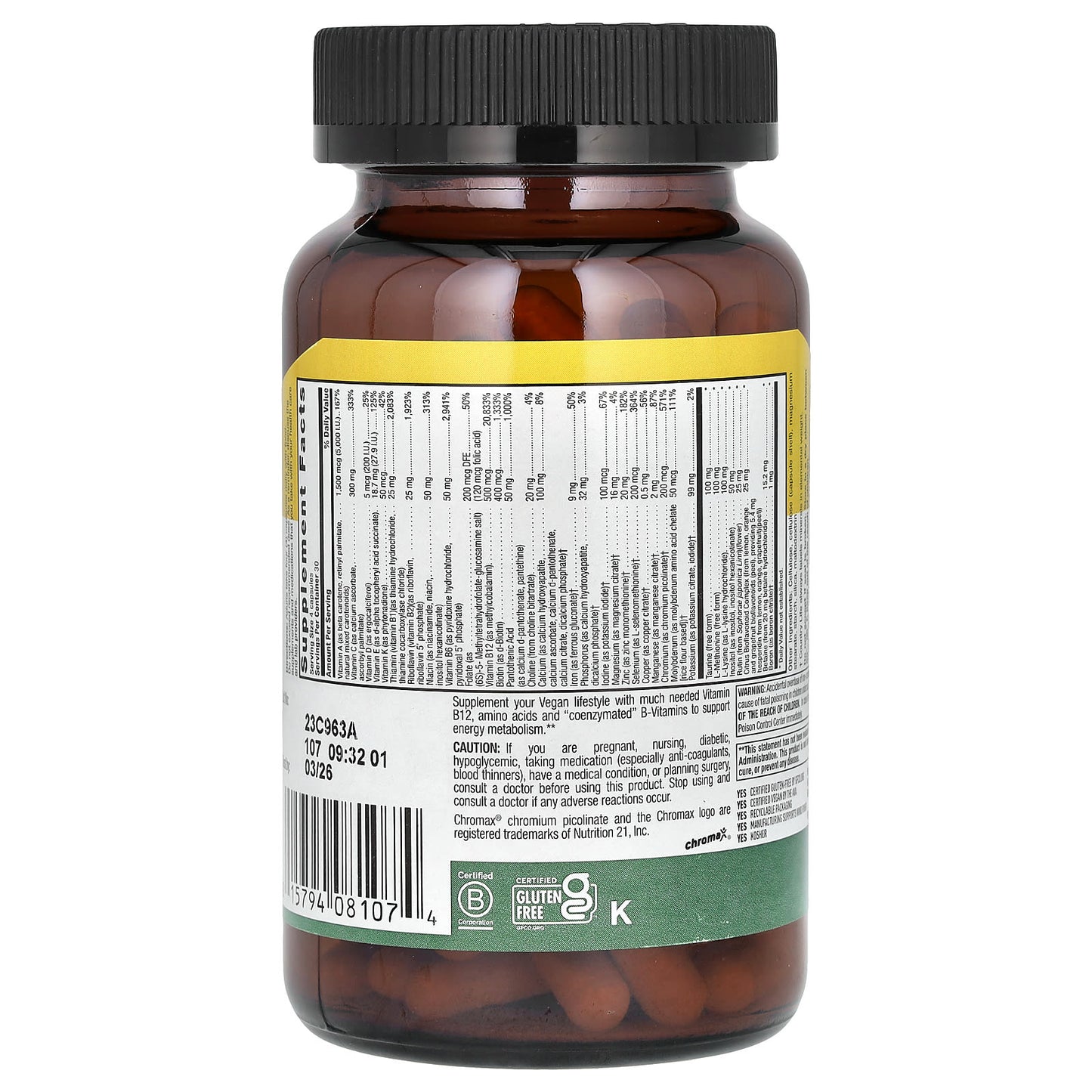 Country Life Max for Vegans Multivitamin & Mineral Complex - 120 Capsules - Image 2