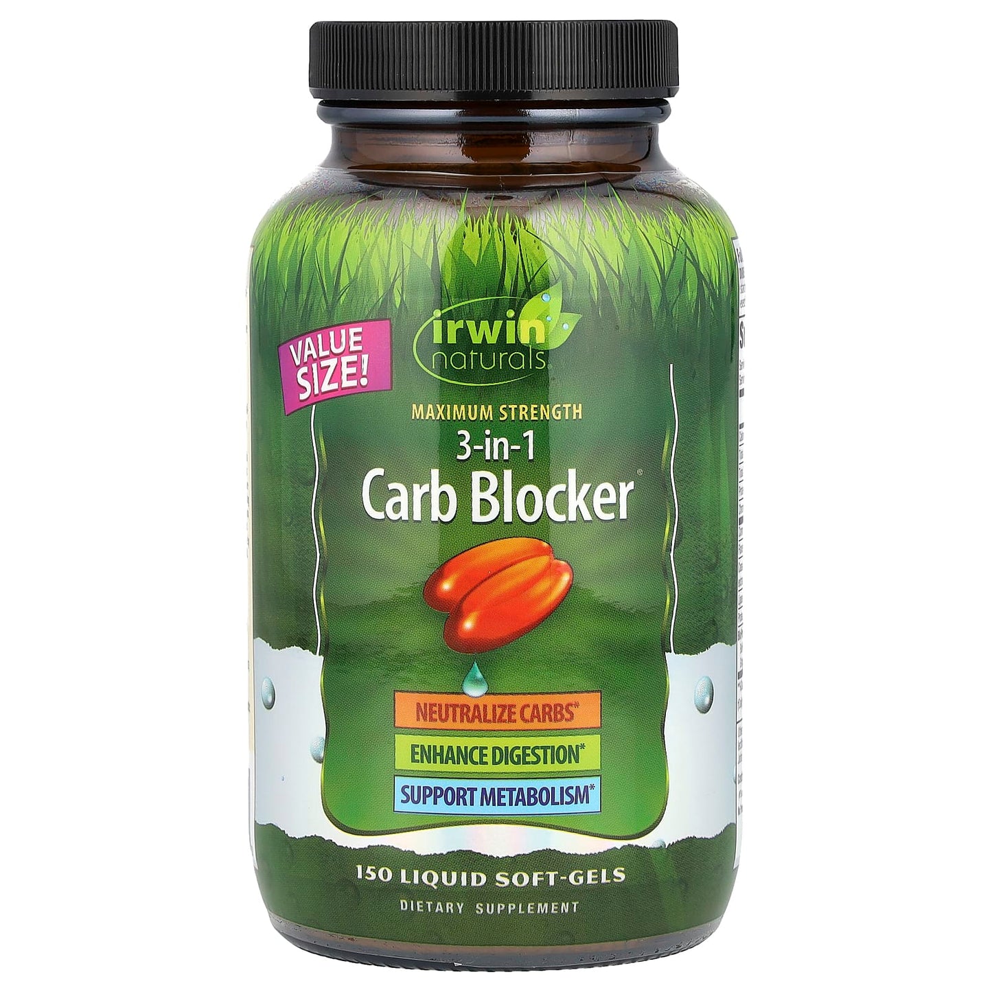 Maximum Strength Carb Blocker by Irwin Naturals - 150 Liquid Soft-Gels - Image 1