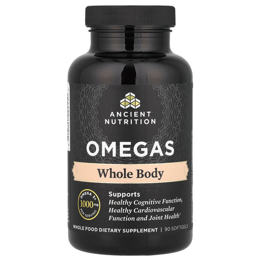Whole Body Omega 3s Supplement by Ancient Nutrition, 90 Softgels - Image 1