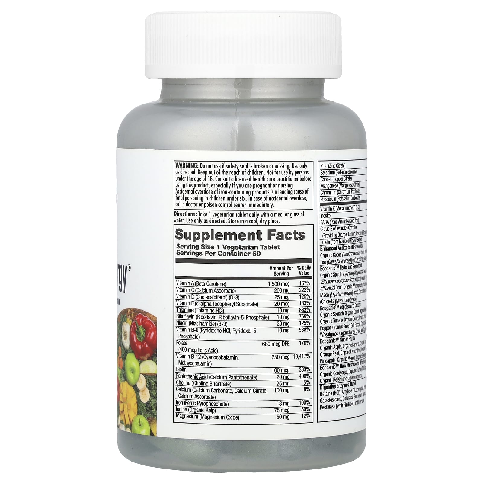 KAL, Enhanced Energy®, Whole Food Multivitamin, 60 VegTabs - Image 2