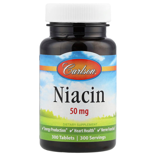 Carlson Niacin 50mg - Energy & Heart Health Supplement - Image 1