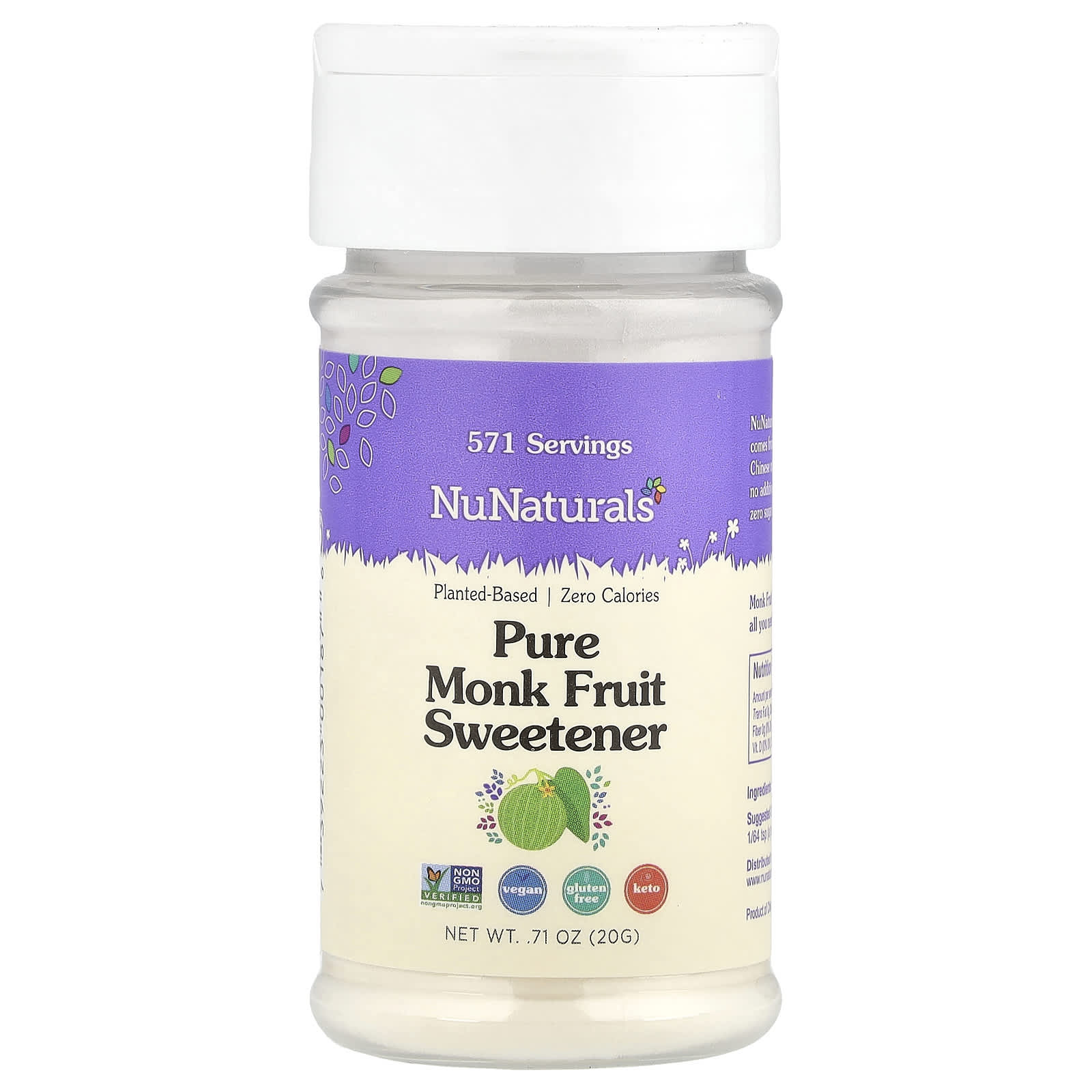 NuNaturals, Pure Monk Fruit Sweetener, 0.71 oz (20 g) - Image 1