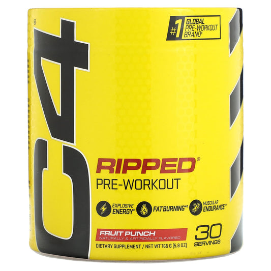C4 Ripped Fruit Punch Pre-Workout for Energy & Fat Burning - Image 1