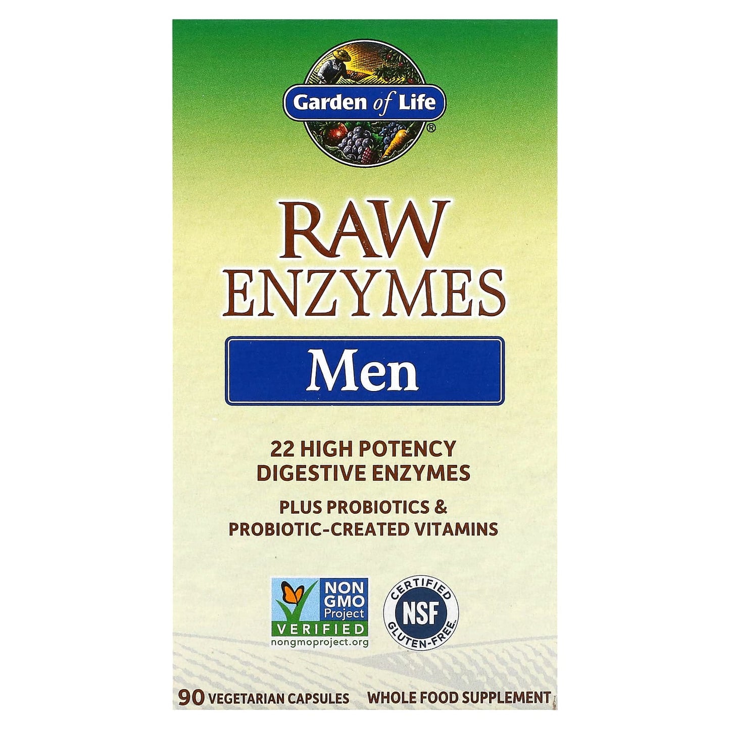 RAW Enzymes for Men - 90 Vegetarian Capsules - Image 1