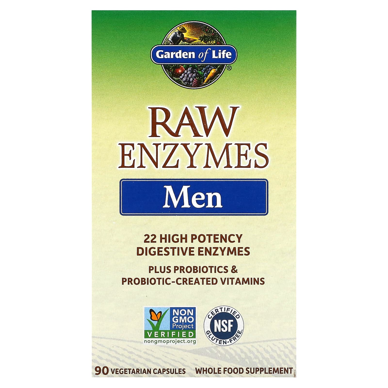 RAW Enzymes for Men - 90 Vegetarian Capsules - Image 1