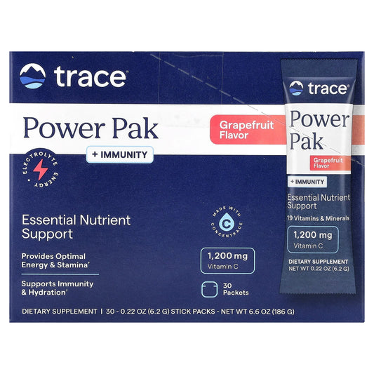 Trace, PowerPak + Immunity, Grapefruit, 30 Stick Packs, 0.22 oz (6.2 g) Each - Image 1