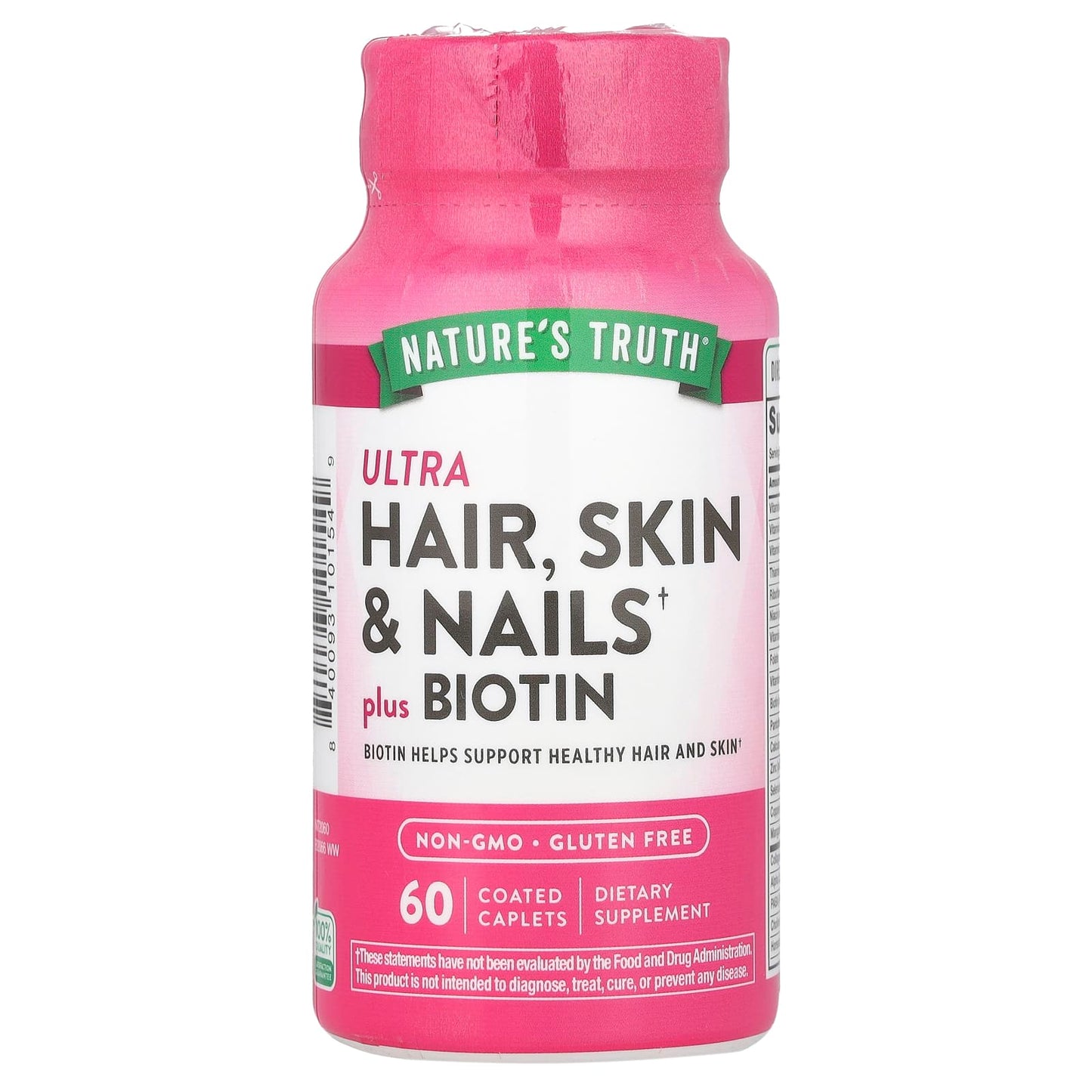 Nature's Truth, Ultra Hair, Skin & Nails Plus Biotin,  60 Coated Caplets - Image 1