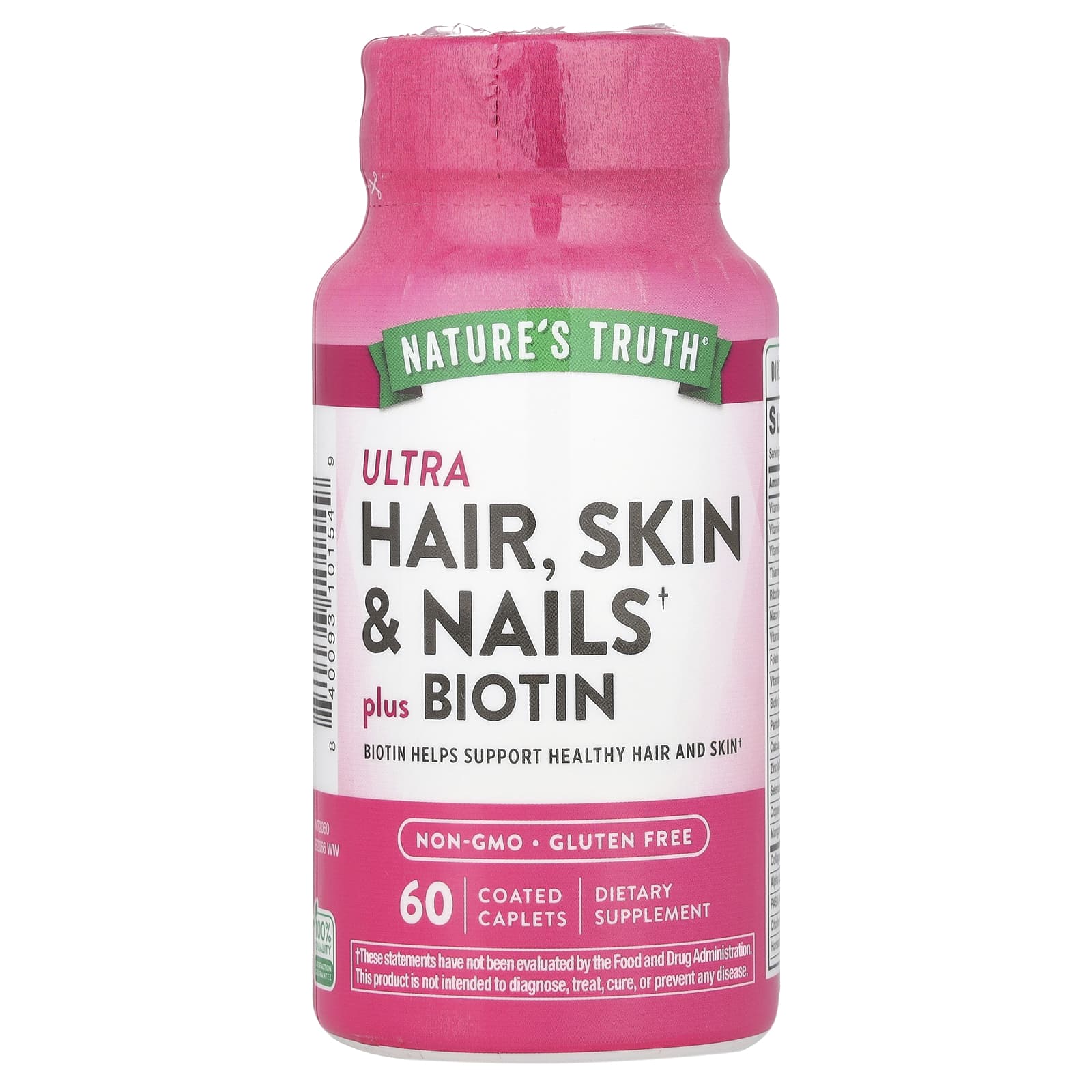 Nature's Truth, Ultra Hair, Skin & Nails Plus Biotin,  60 Coated Caplets - Image 1