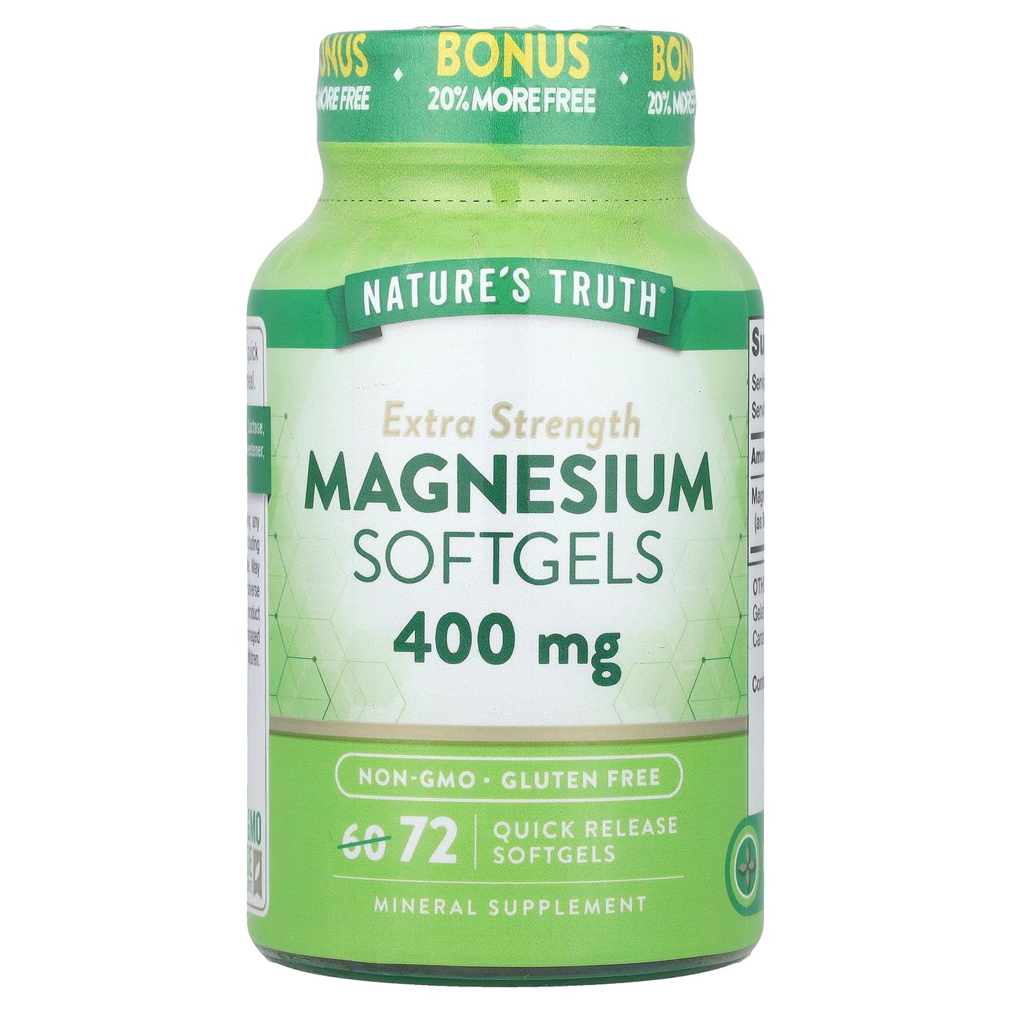 Nature's Truth, Magnesium, Extra Strength , 400 mg, 72 Quick Release Softgels - Image 1