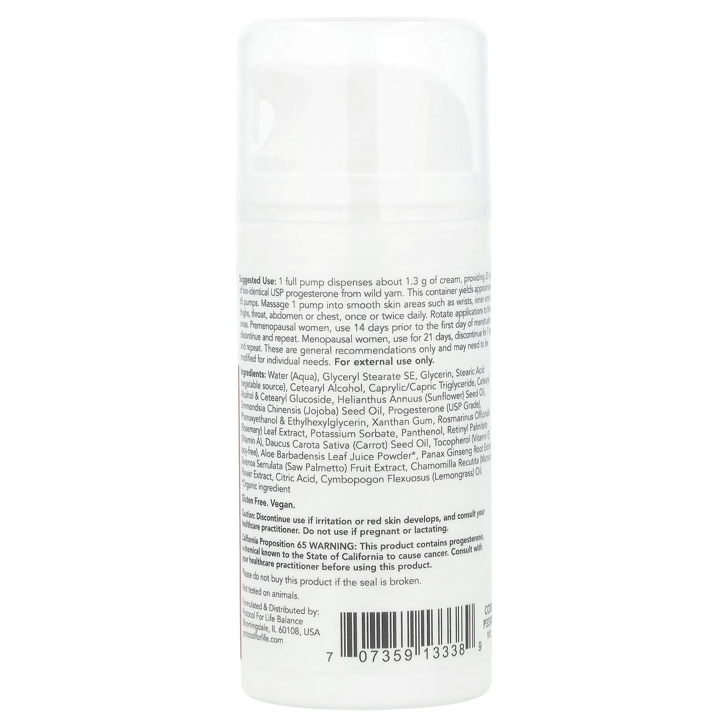 Protocol for Life Balance, Progesterone, Balancing Skin Cream, Unscented, 3 oz (85 g) - Image 2