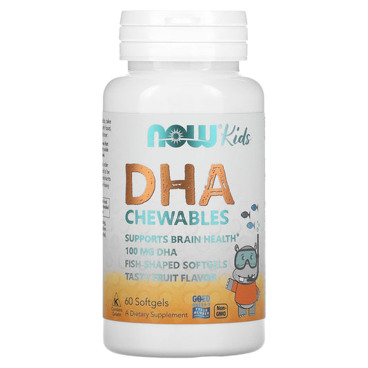 NOW Foods, Kid's DHA Chewables, Tasty Fruit, 60 Softgels