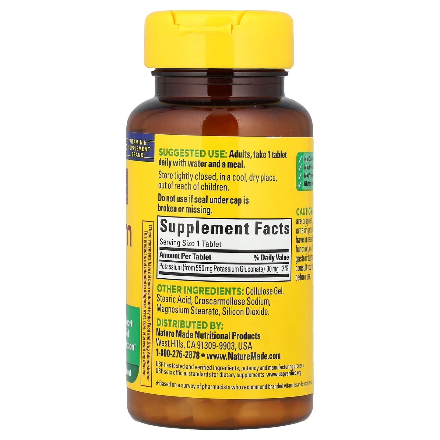 Nature Made, Potassium Gluconate, 90 mg, 100 Tablets - Image 2