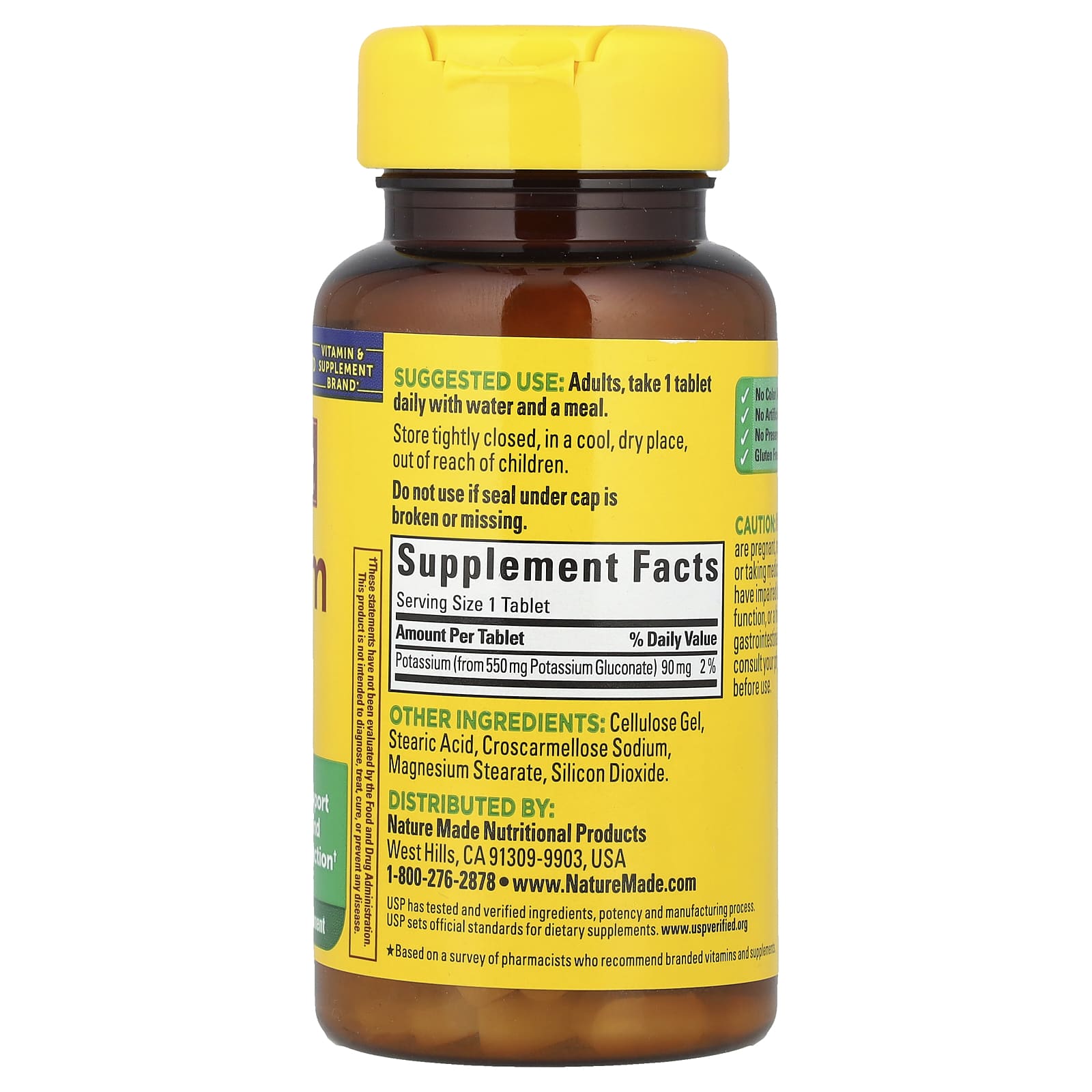 Nature Made, Potassium Gluconate, 90 mg, 100 Tablets - Image 2
