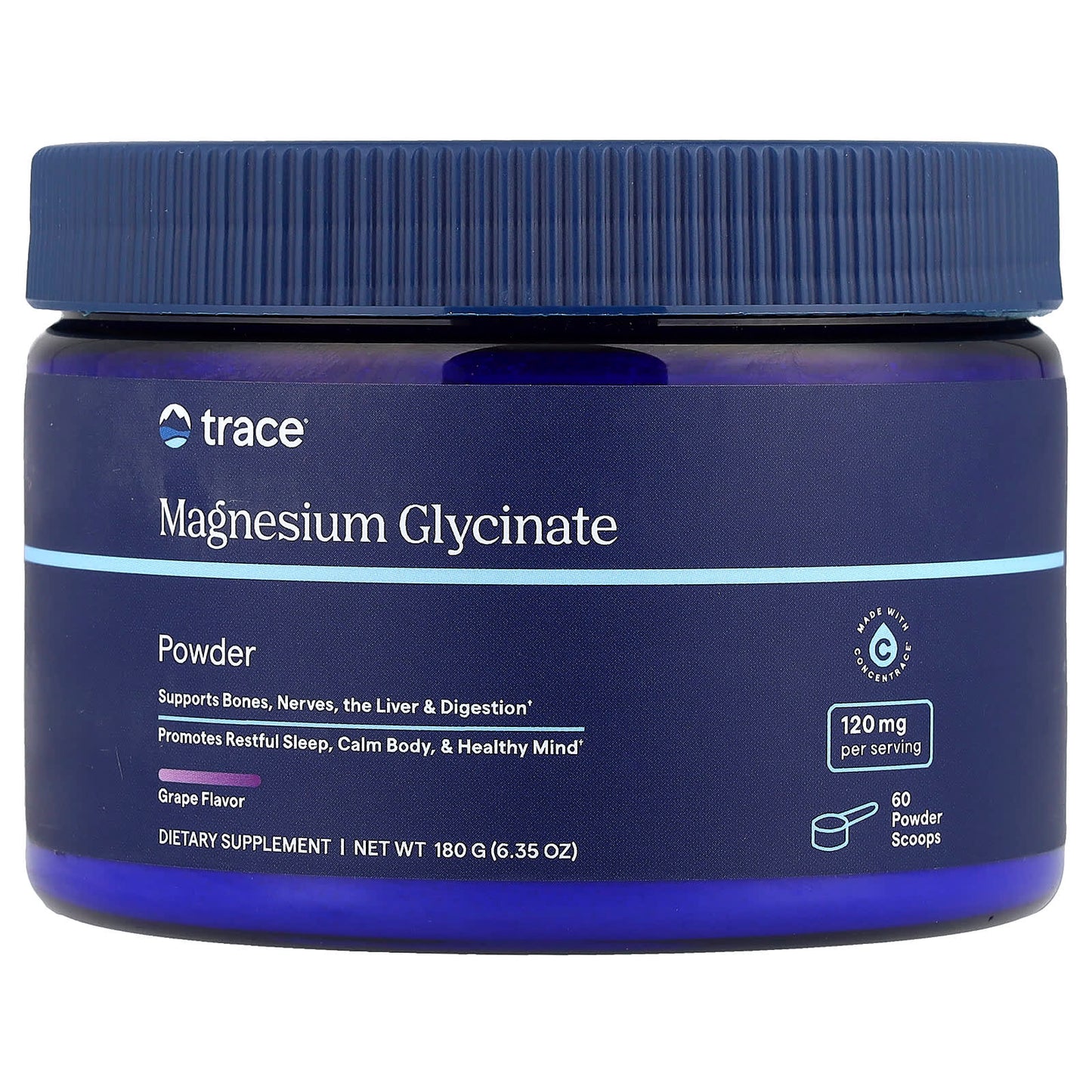 Trace, Magnesium Glycinate Powder, Grape, 6.35 oz (180 g) - Image 1