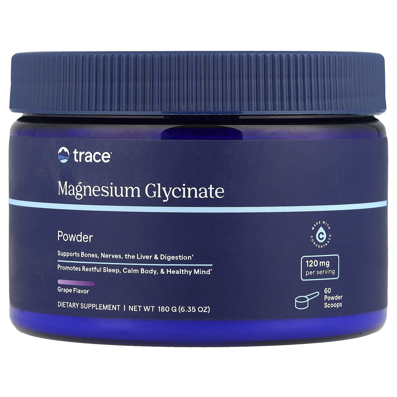 Trace, Magnesium Glycinate Powder, Grape, 6.35 oz (180 g) - Image 1