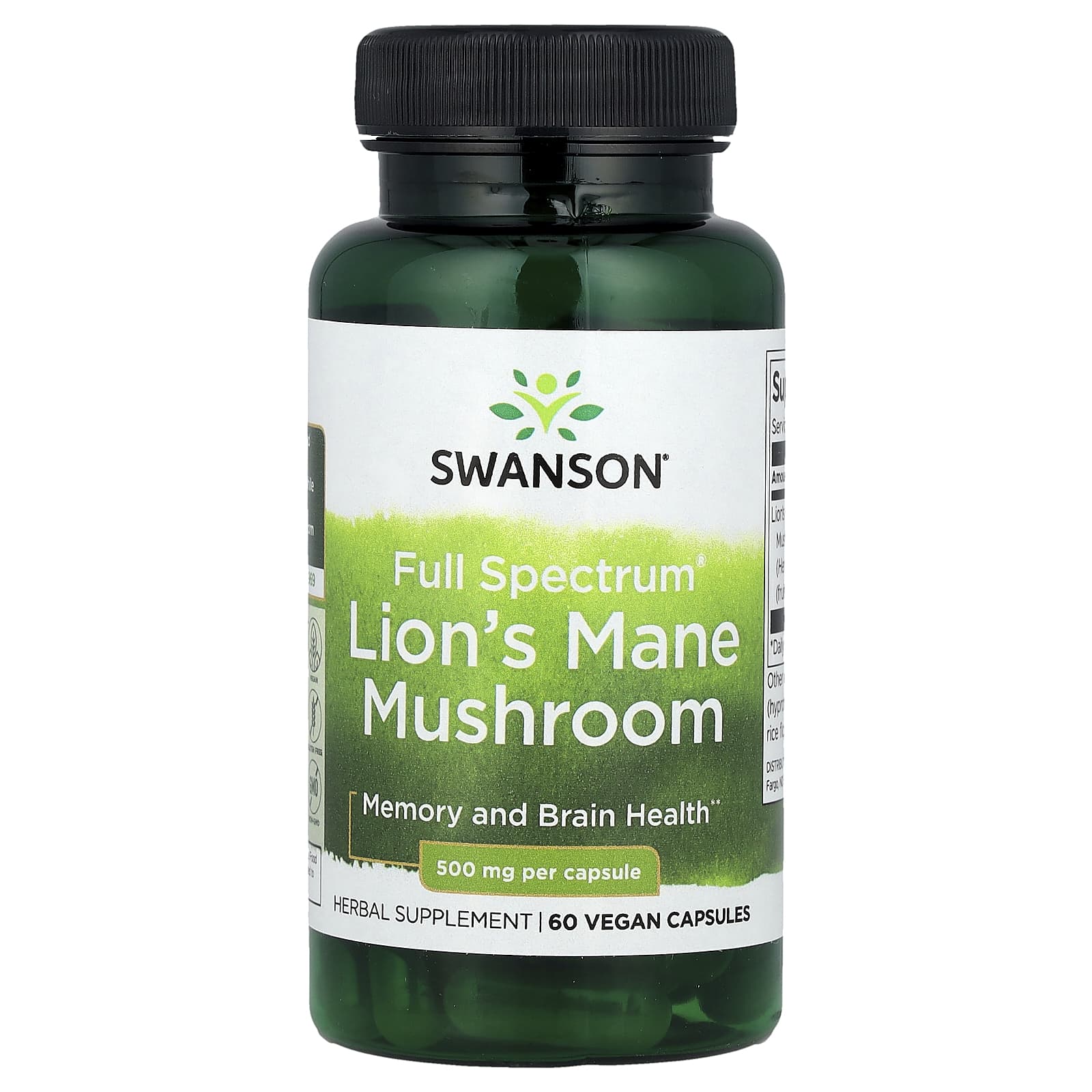 Swanson, Full Spectrum® Lion's Mane Mushroom, 500 mg, 60 Vegan Capsules