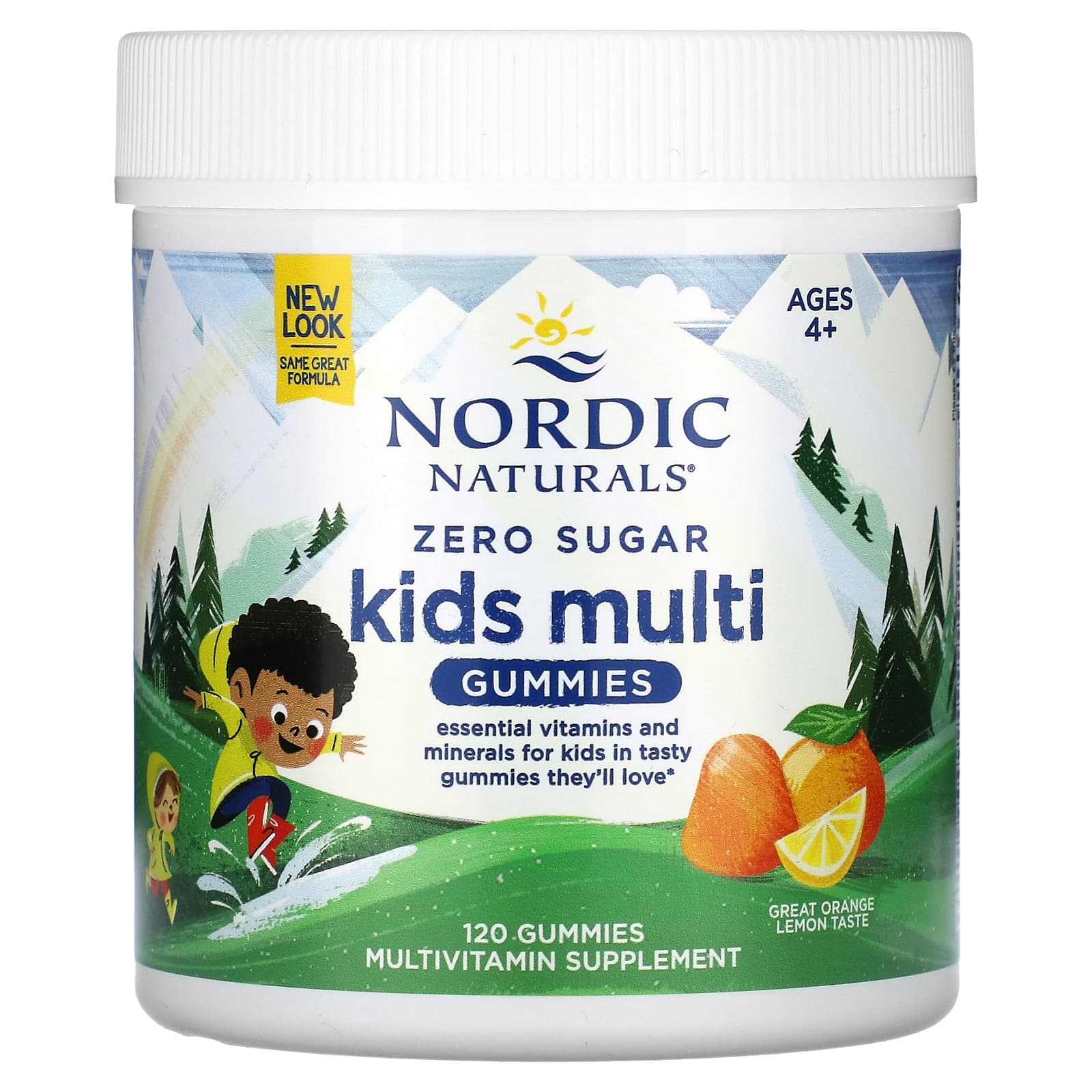 Nordic Naturals, Zero Sugar Kids Multi Gummies, Ages 4 +, Orange Lemon, 120 Gummies - Image 1