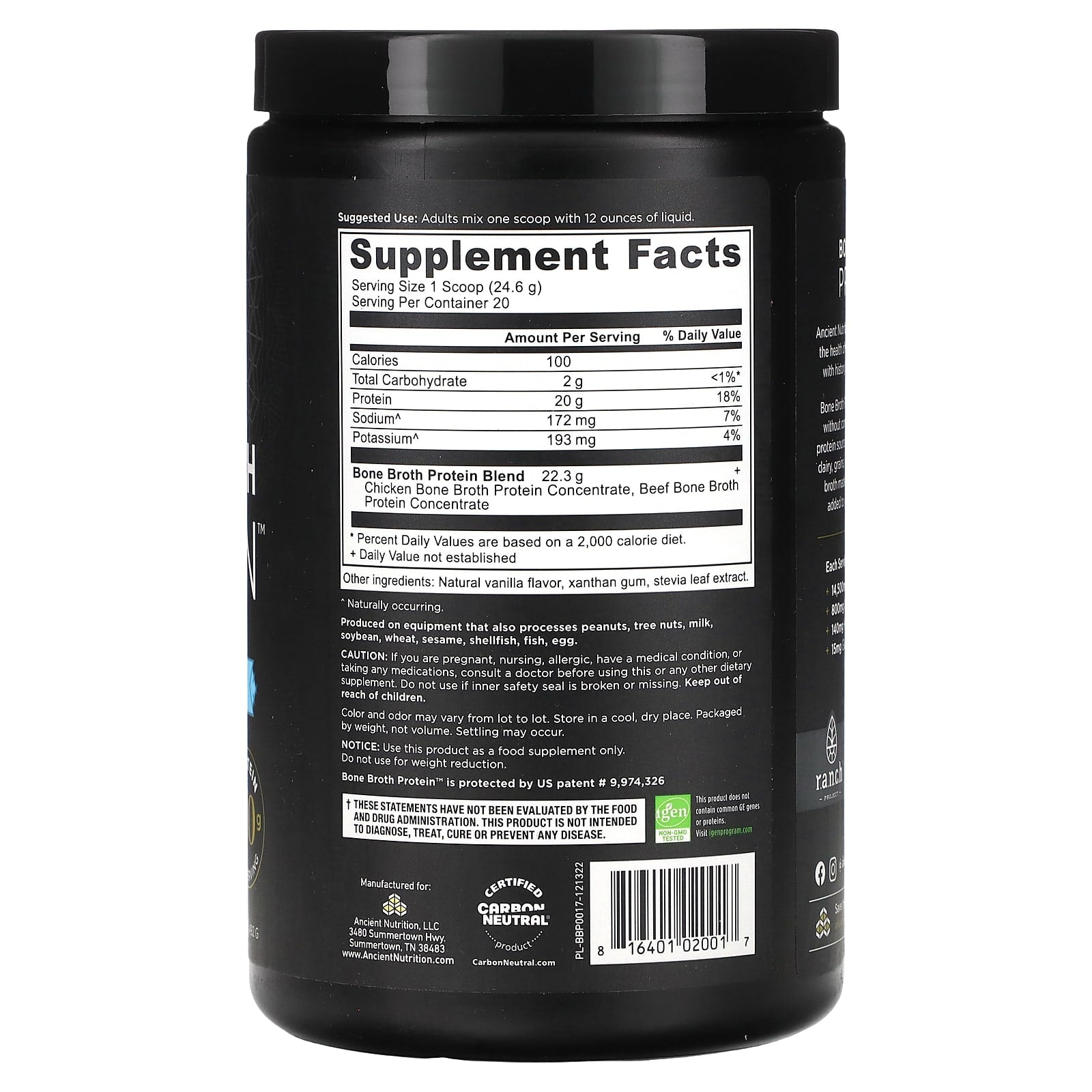 Paleo-Friendly Bone Broth Protein by Ancient Nutrition - 1.1 lbs - Image 2