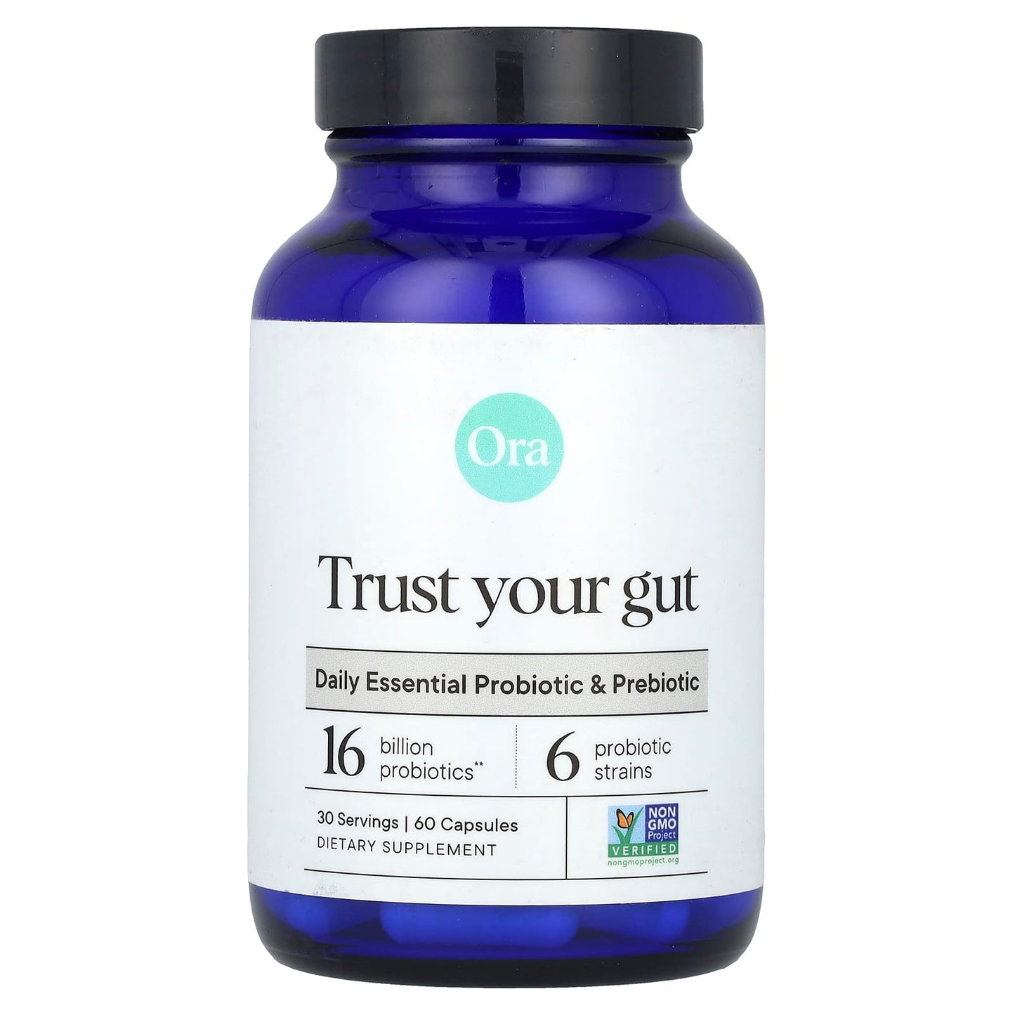 Ora, Trust Your Gut, Daily Essential Probiotic & Prebiotic, 16 Billion, 60 Capsules - Image 1
