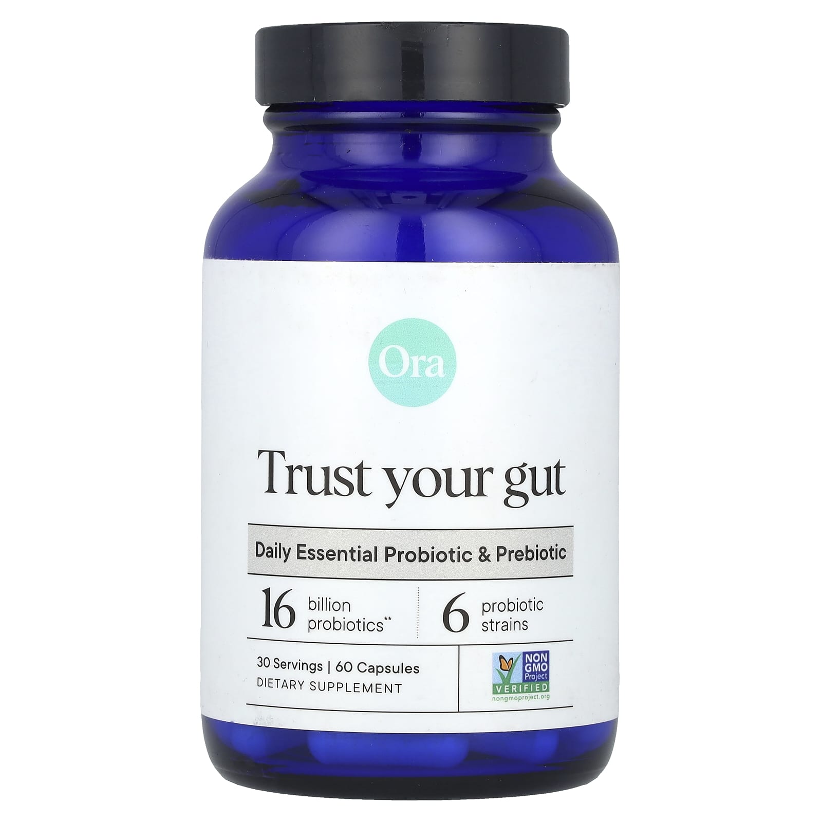 Ora, Trust Your Gut, Daily Essential Probiotic & Prebiotic, 16 Billion, 60 Capsules - Image 1