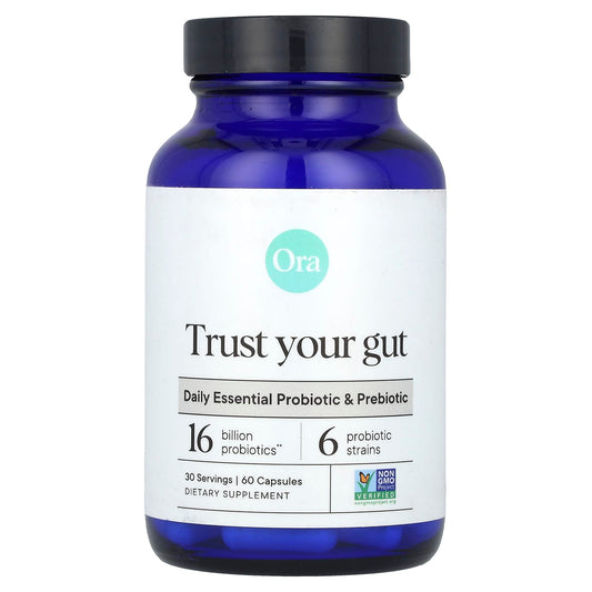 Ora, Trust Your Gut, Daily Essential Probiotic & Prebiotic, 16 Billion, 60 Capsules - Image 1