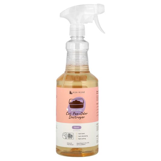 Kin+Kind, Cat Pee + Odor Destroyer, Kitty Litter, Floral, 32 fl oz (946 ml) - Image 1