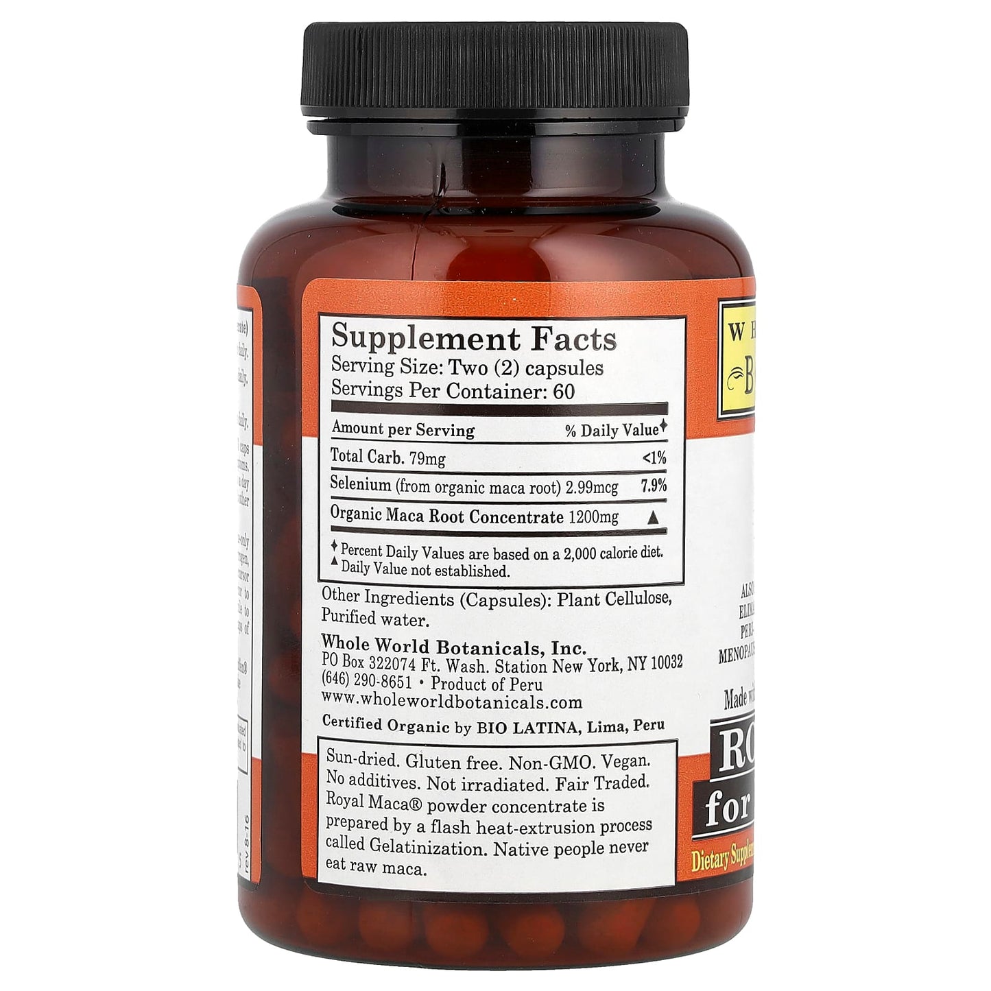Whole World Botanicals, Royal Maca® for Menopause, 1,200 mg, 120 Veg. Caps (600 mg per Cap) - Image 2