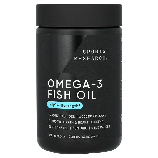 Sports Research, Omega-3 Fish Oil, Triple Strength, 120 Softgels - Image 1