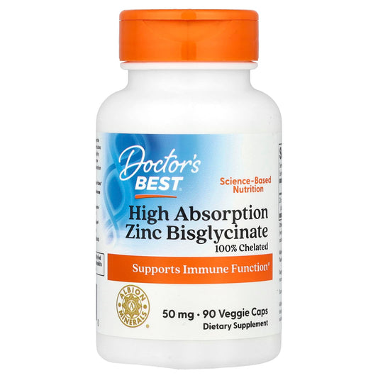 Boost Immune Function with Doctor's Best Zinc Bisglycinate, 90 Veggie Caps - Image 1