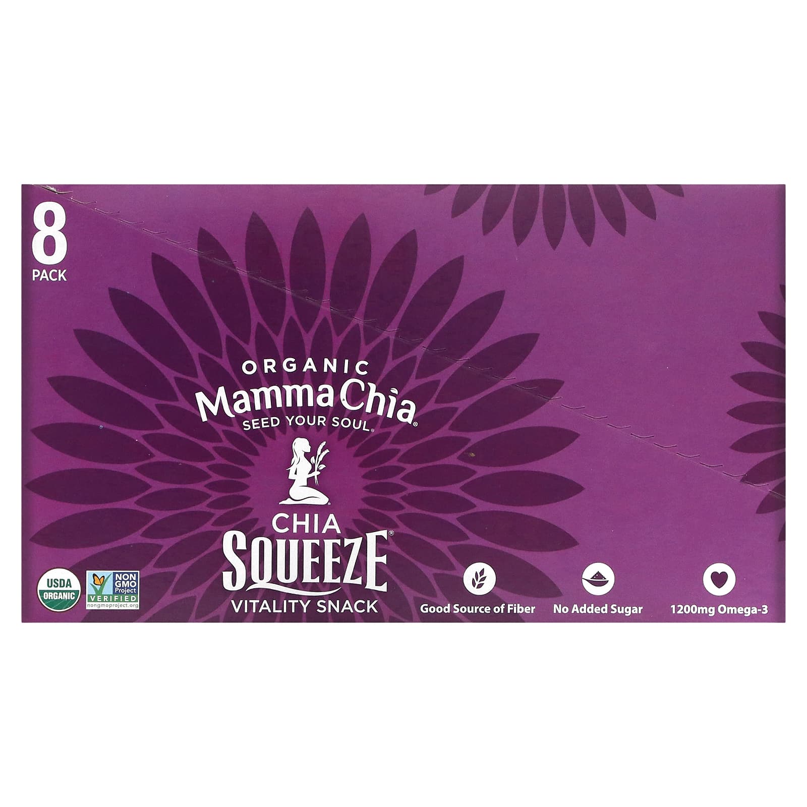 Mamma Chia, Organic Chia Squeeze, Vitality Snack, Blackberry Bliss, 8 Squeezes, 3.5 oz (99 g) Each - Image 1