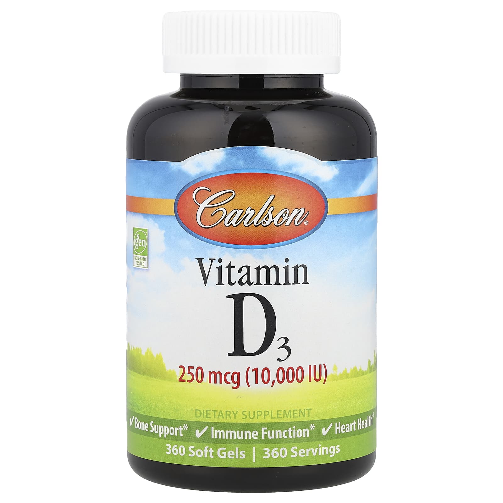 Carlson Vitamin D3 250mcg Soft Gels for Bone & Immune Support - Image 1