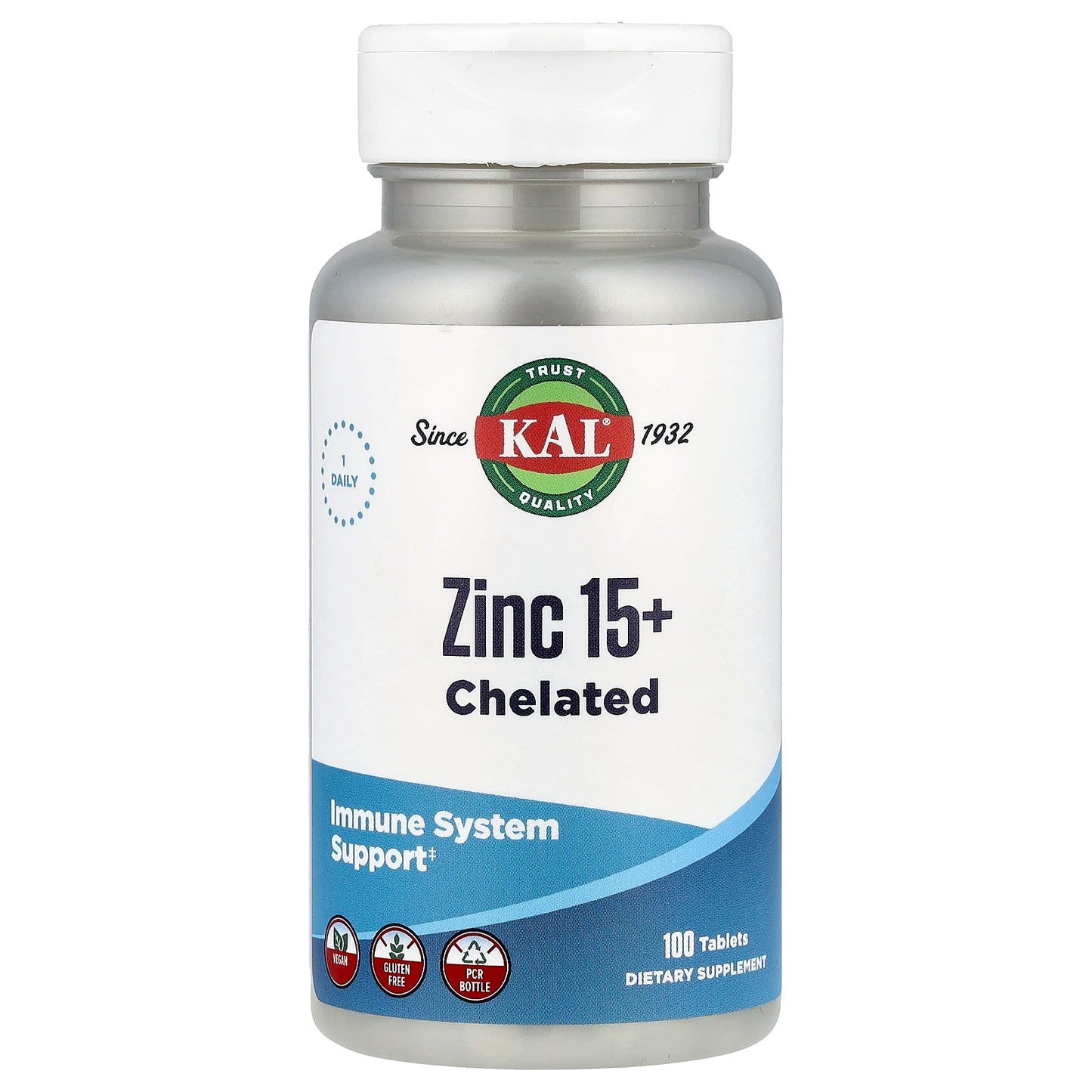 Boost Immune System with KAL Zinc 15+ Chelated Supplement - 100 Tablets - Image 1