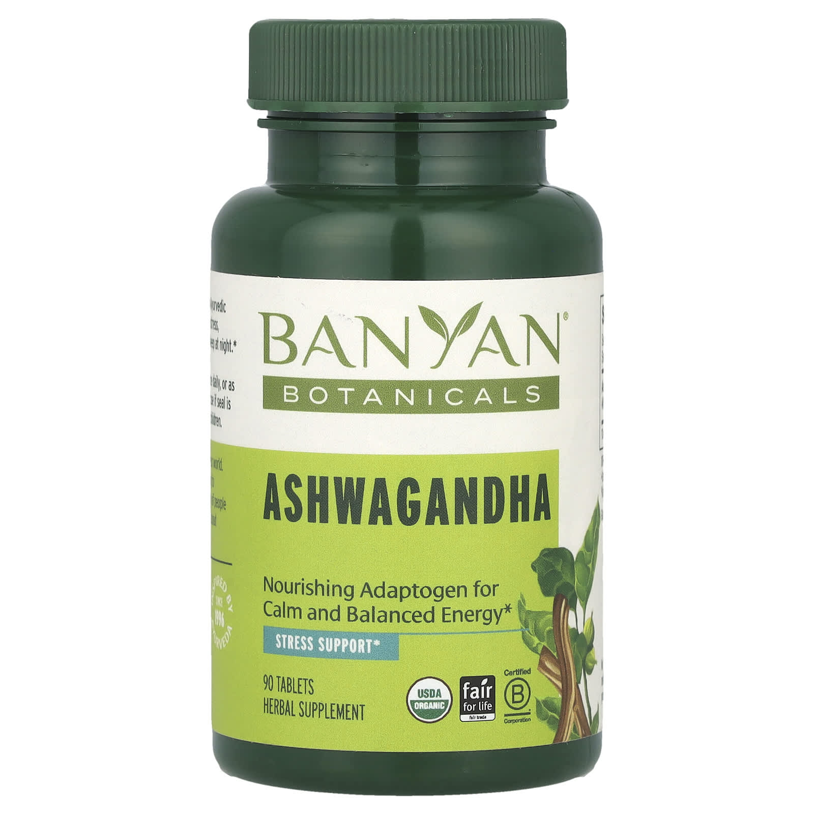 Ashwagandha Supplement for Calm & Energy, USDA Organic, 90 Tablets - Image 1
