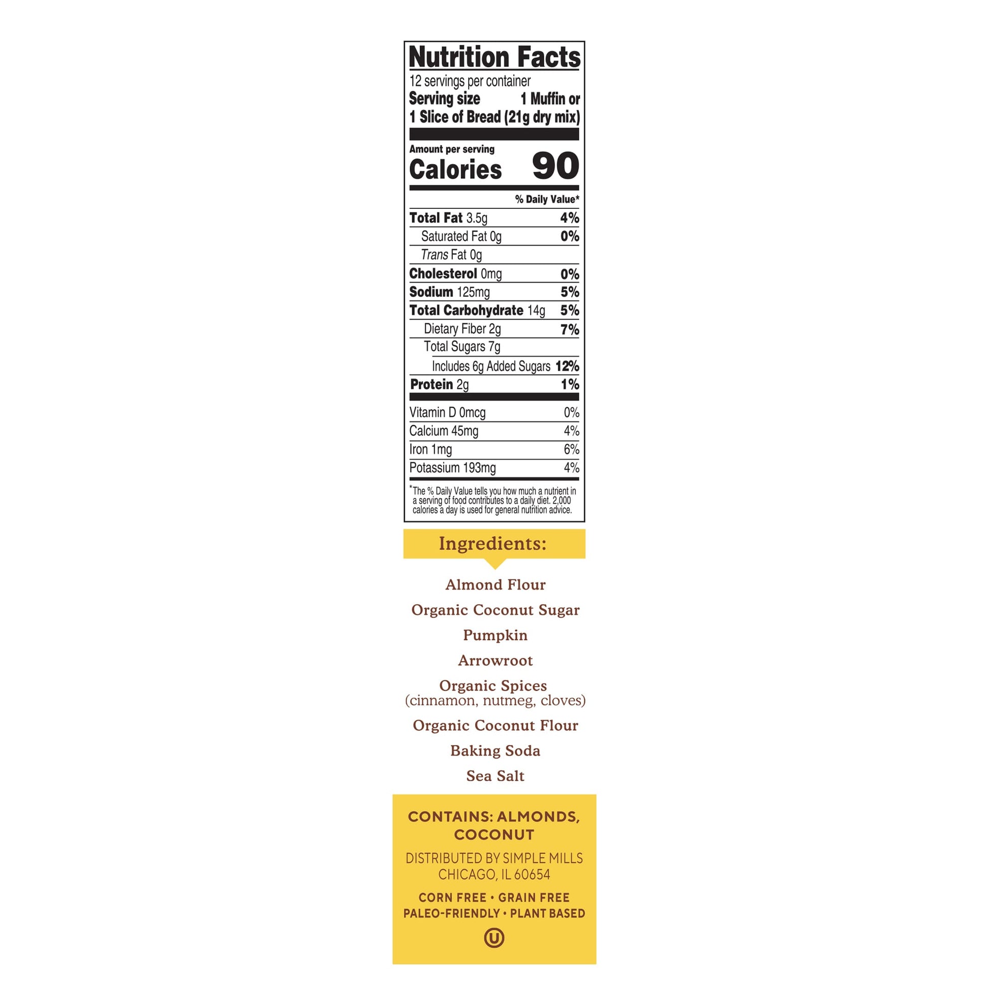 Simple Mills, Almond Flour Baking Mix, Pumpkin Muffin & Bread, 9 oz (255 g) - Image 2